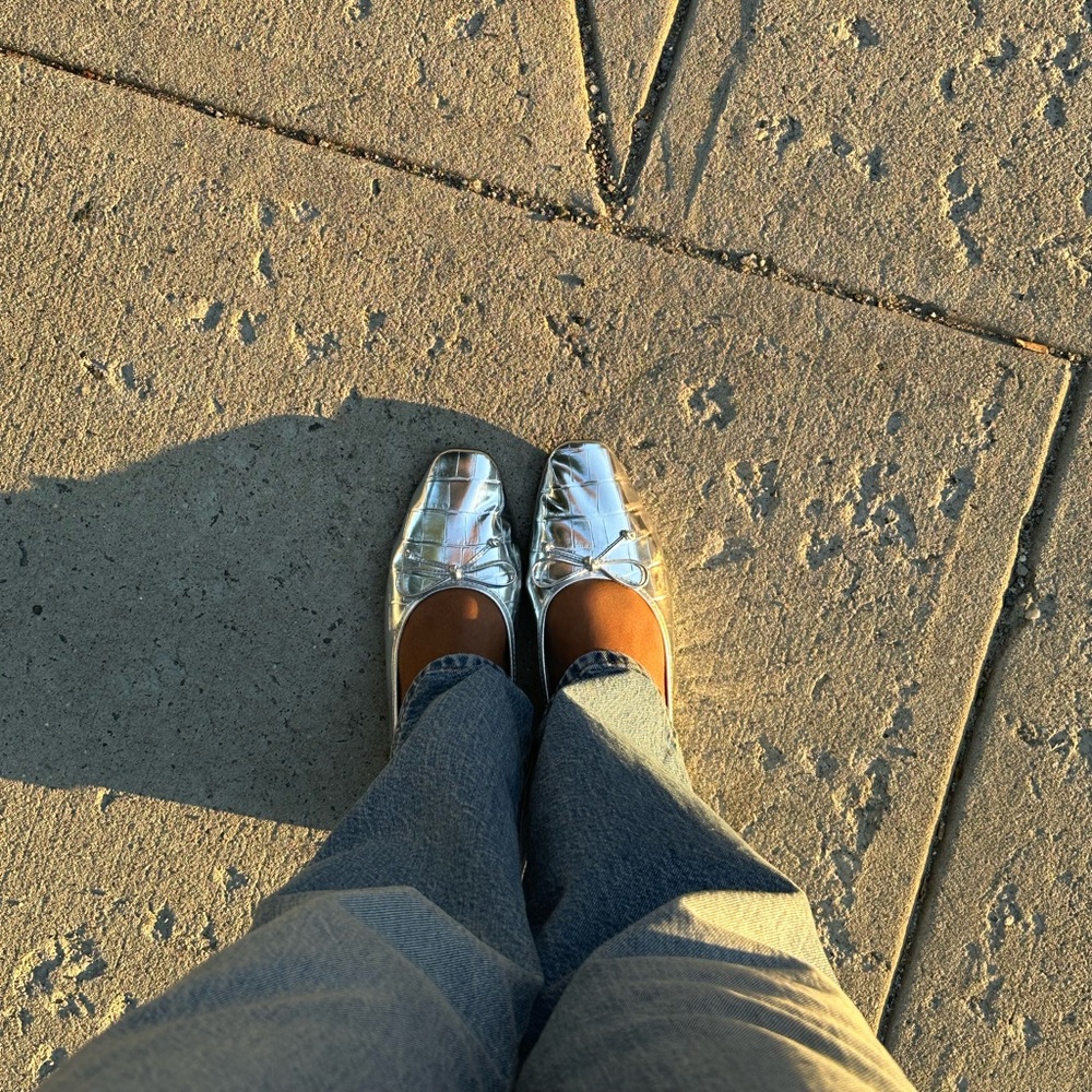 Schutz silver ballet flats